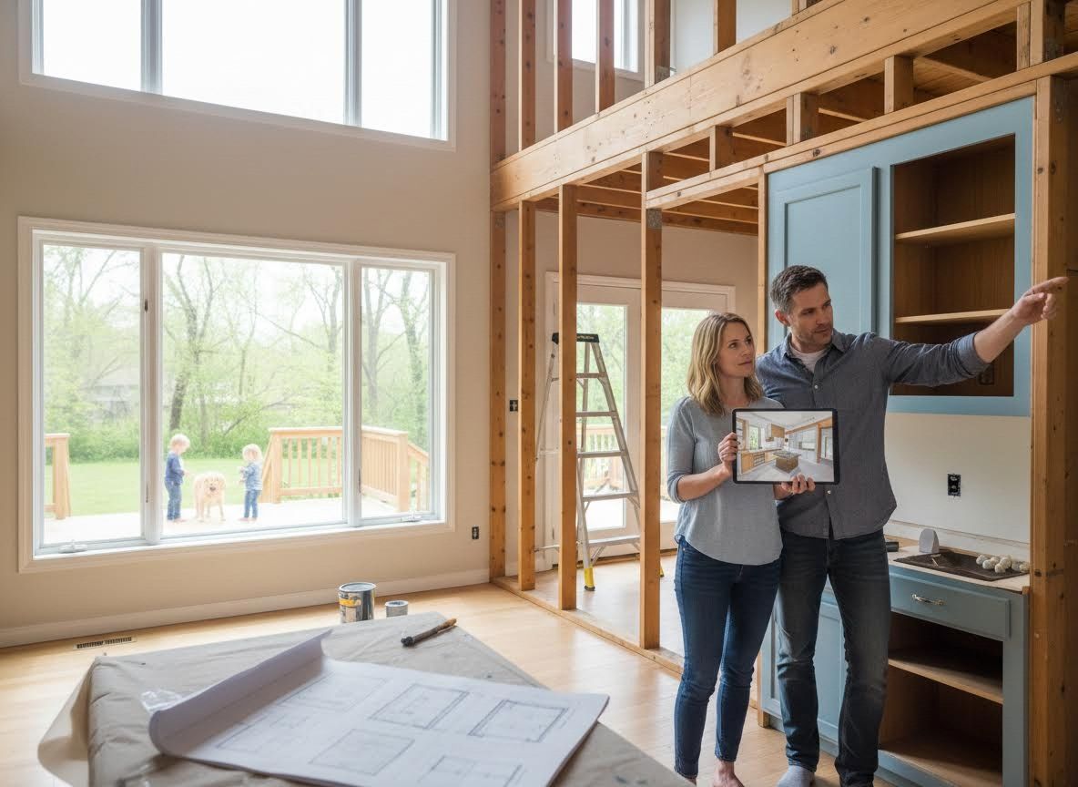 Couple Planning Kitchen Renovation with Digital Design