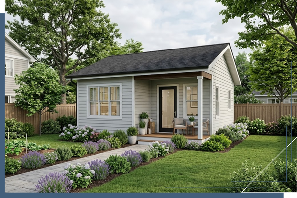 an adu in the backyard of a home