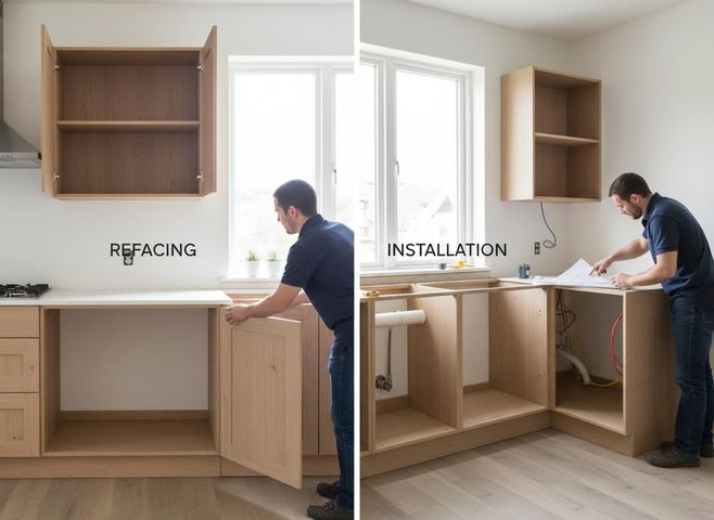 Kitchen Cabinet Refacing vs. Installation Comparison