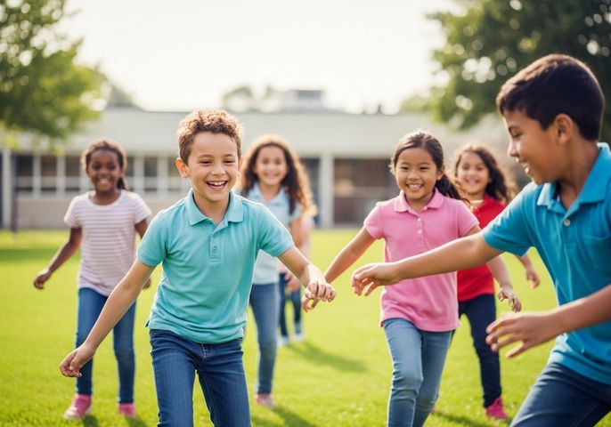 Children playing in a field