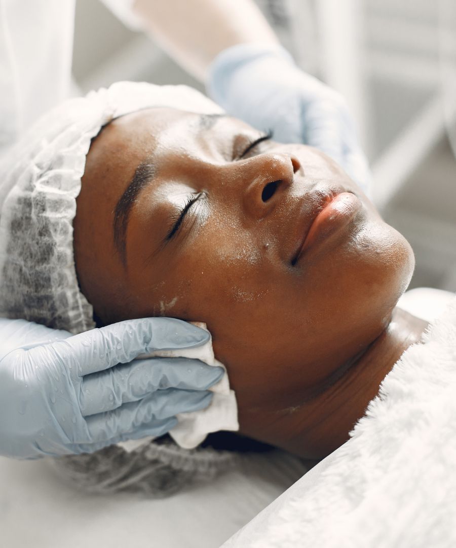 Woman getting a facial