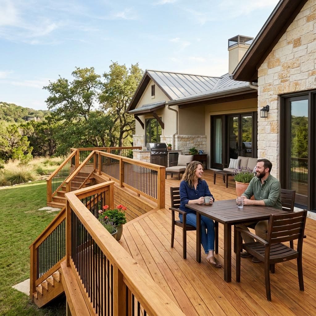 a home in comal county with a new custom deck