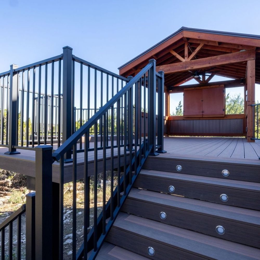 custom deck stairs with lights