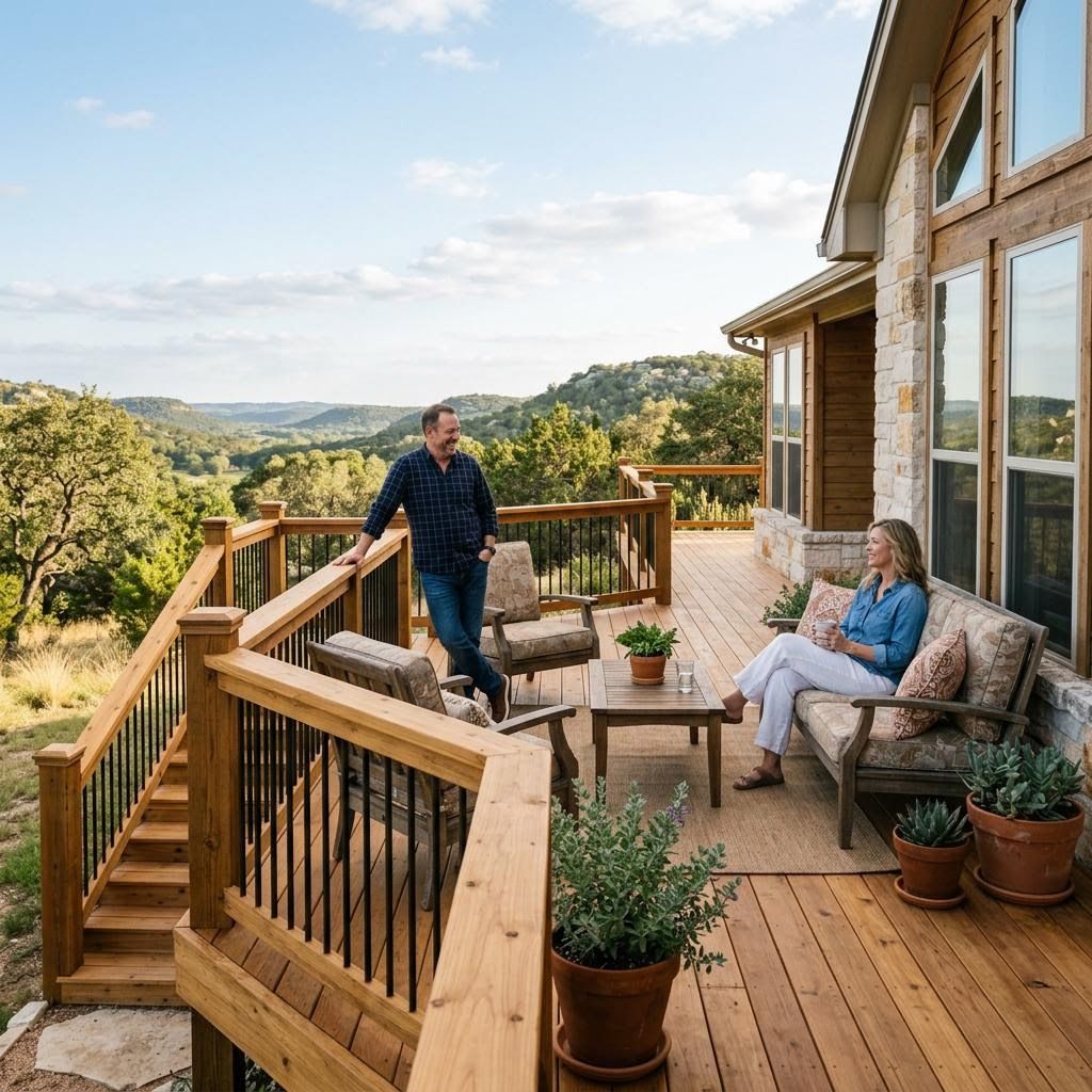 a home in Blanco County with a new custom deck