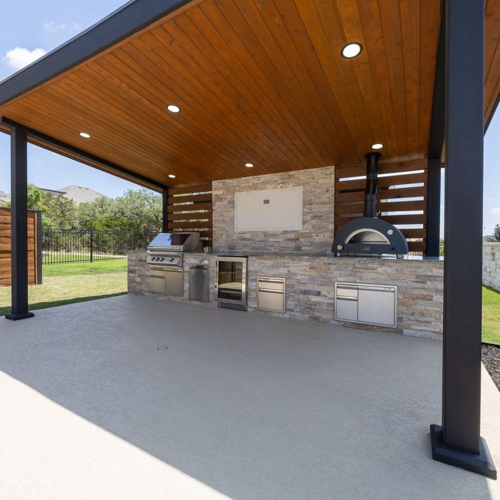 patio cover and outdoor kitchen