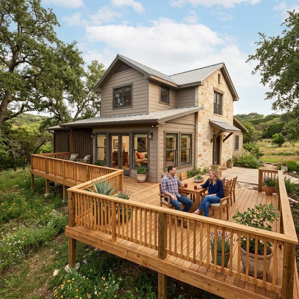 a house in Gillespie County with a new custom deck