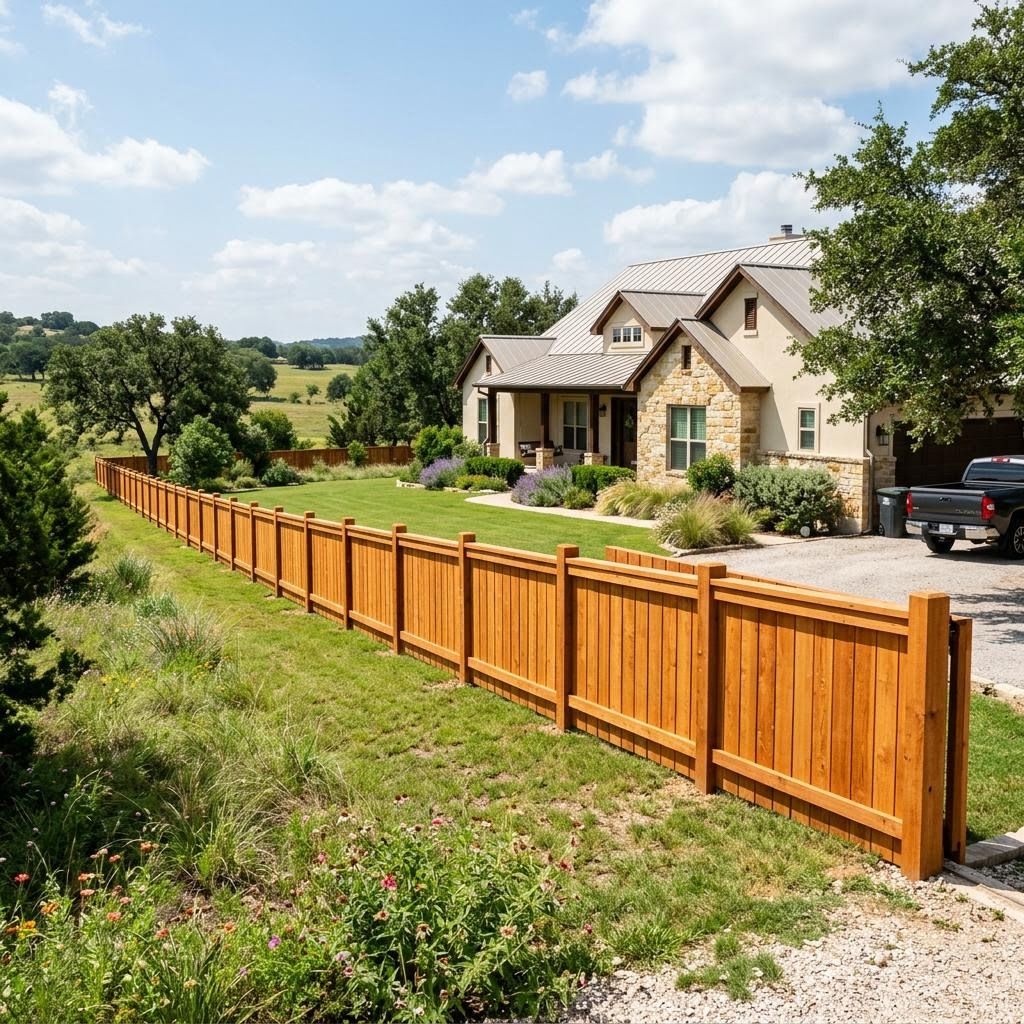 a house in Kendall County with a new cedar fence
