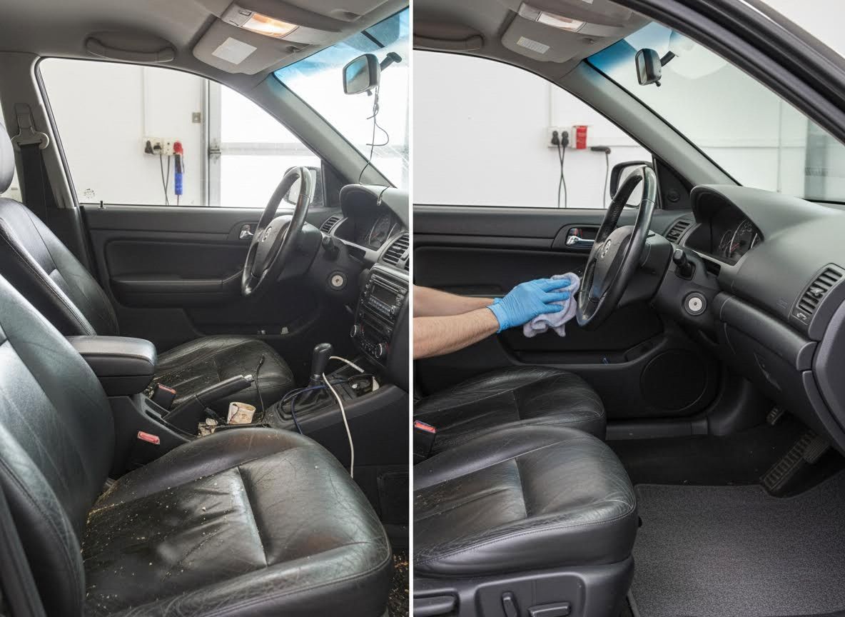 Car Interior Before and After Cleaning