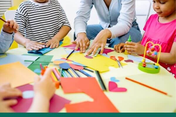 children working on activities at daycare