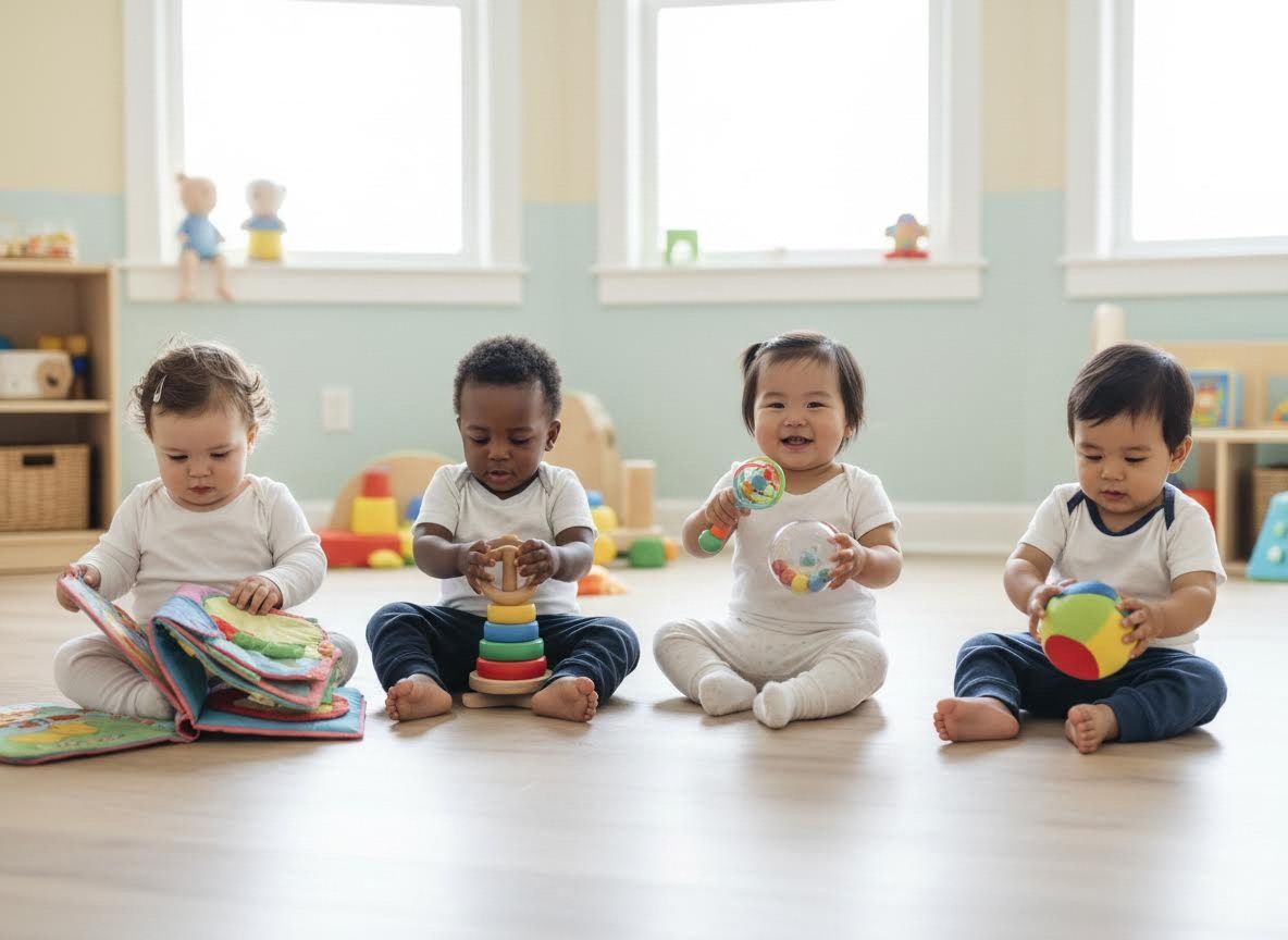 Diverse Babies Playing with Toys