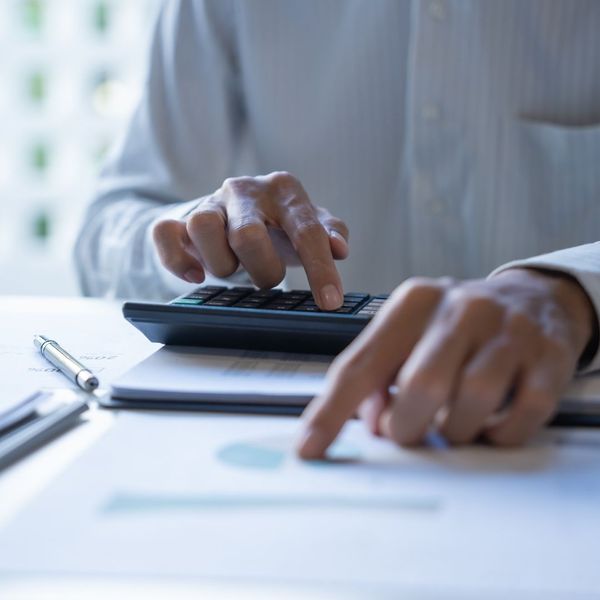 businessman budgeting for office renovations