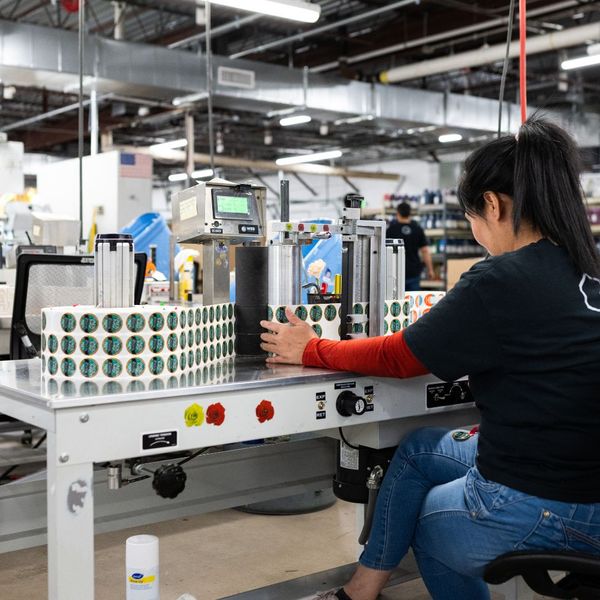 Person making labels