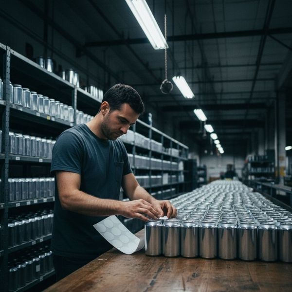 Placing labels on cans