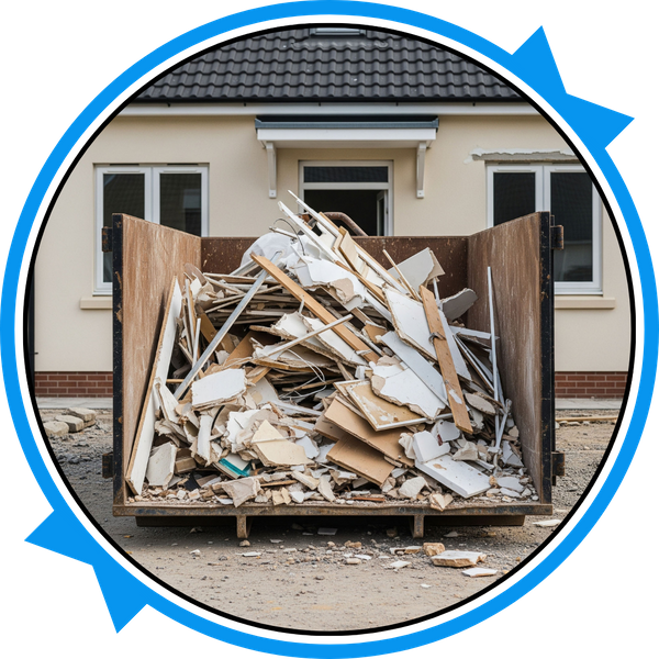 home remodeling debris in a dumpster home remodeling debris in a dumpster