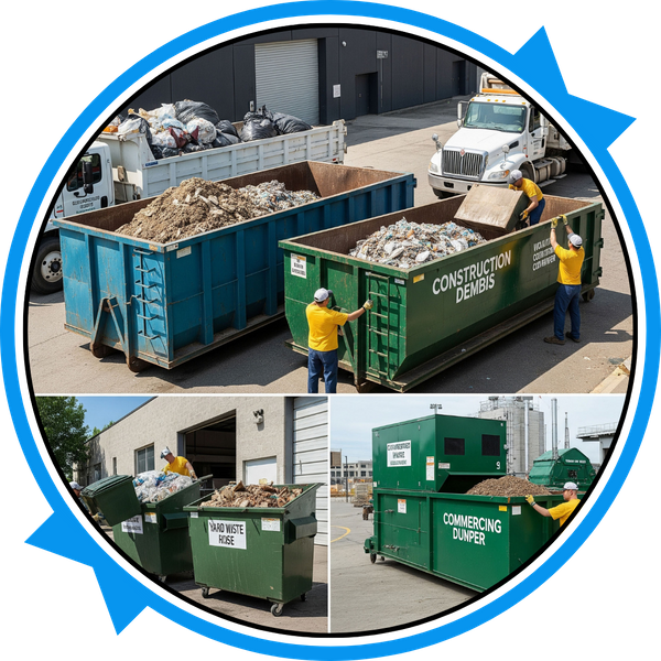 A wide array of dumpsters in different sizes, capturing the scope of waste management solutions. A wide array of dumpsters in different sizes, capturing the scope of waste management solutions.