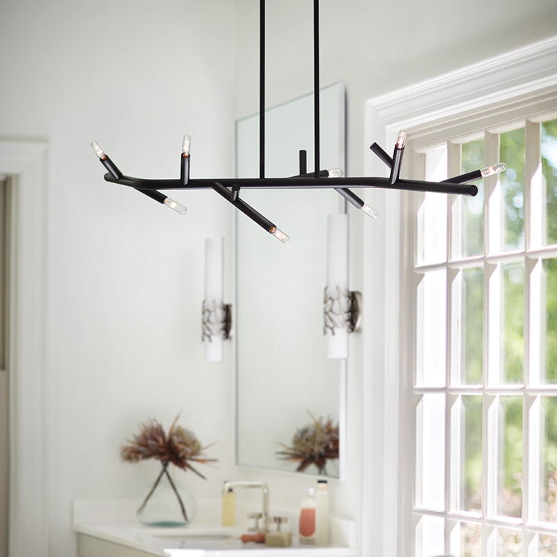 Rustic modern track lighting in a kitchen
