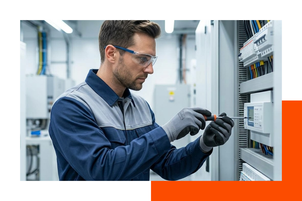Person repairing an electrical panel
