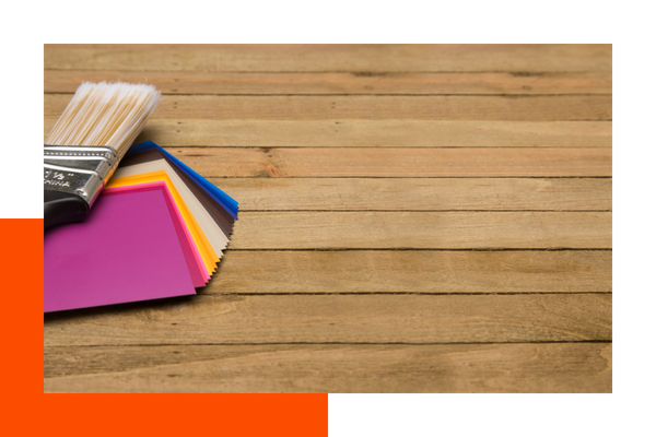 Paint swabs and a brush