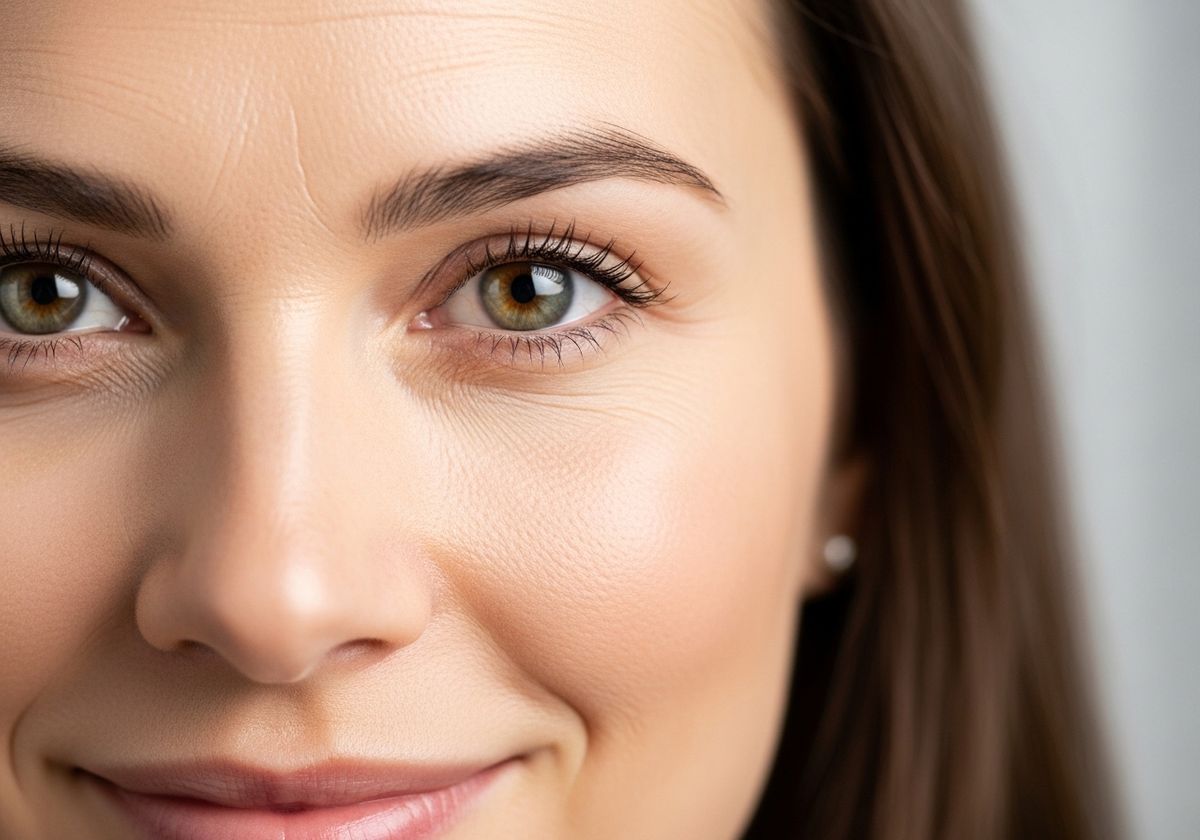 Close-up of a woman's face with hazel eyes