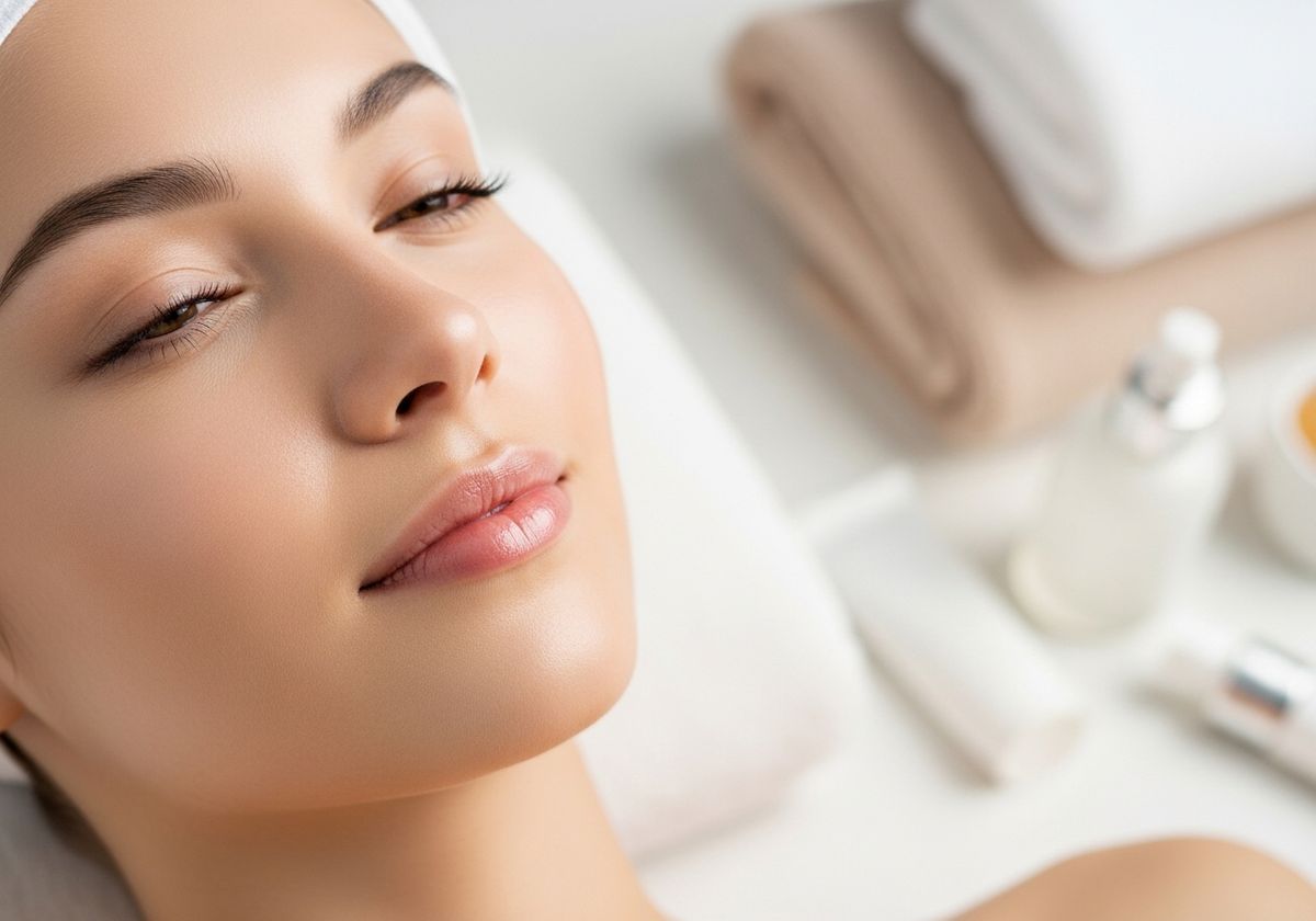 Close-up of a Woman's Face Receiving Spa Treatment