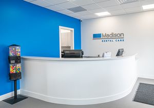 The reception desk at South Howell dentist office Madison Dental