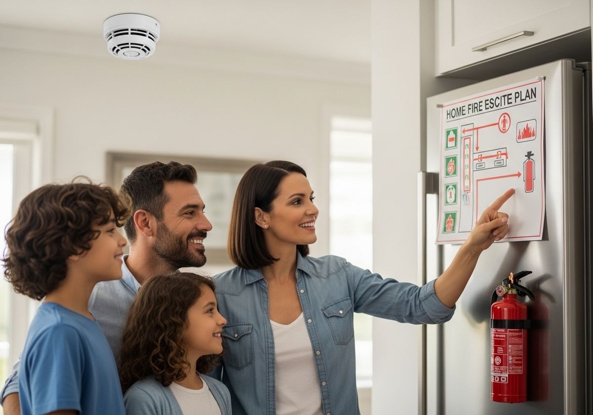 Family Reviewing Home Fire Escape Plan