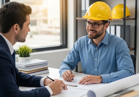 Architect Reviewing Plans with Client