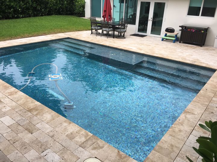 pool with cleaning vacuum underwater