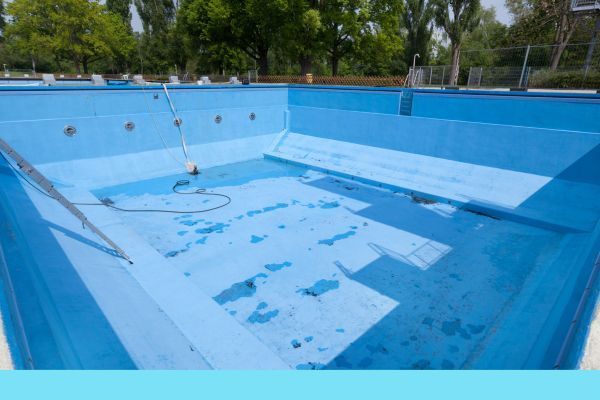 empty pool that needs to be repaired