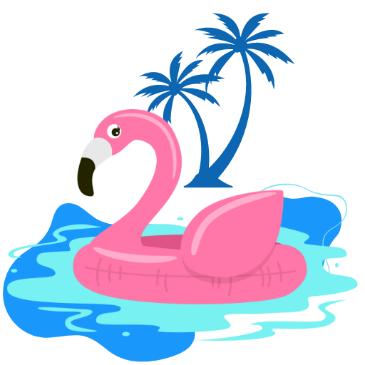 flamingo pool floaty cartoon