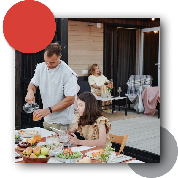 Family in their outdoor living space.
