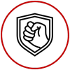 hand in fist on shield icon