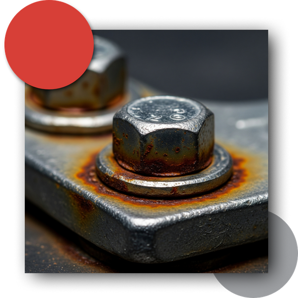 Rust forming around metal nuts