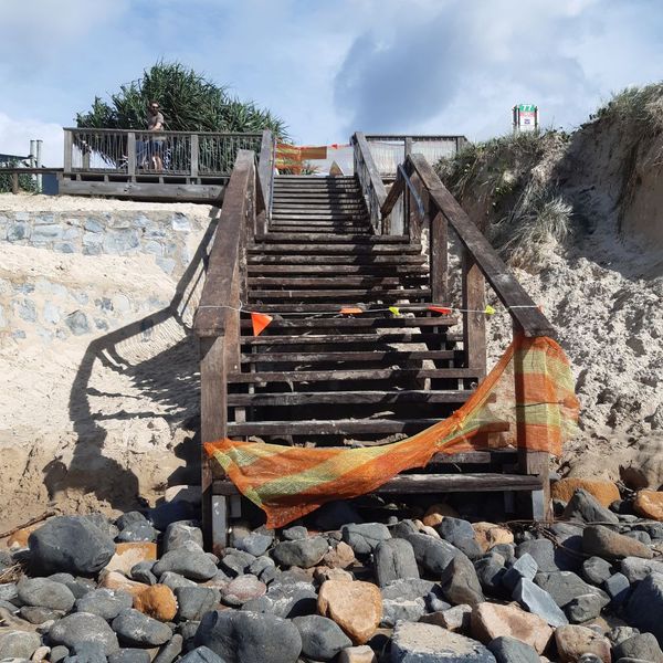 damaged stairs closed off from use