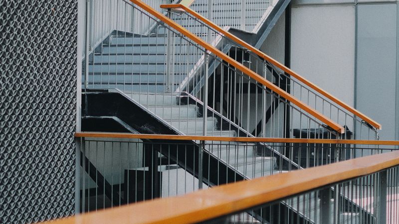 Metal stairs.