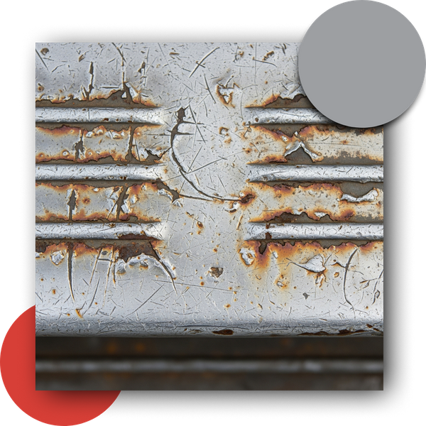 Scratched metal step