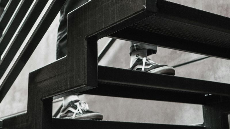 Metal stairs.