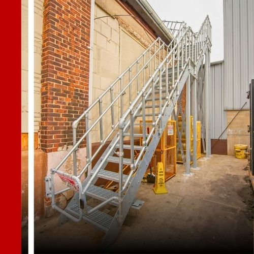 metal stairs attached to commercial building