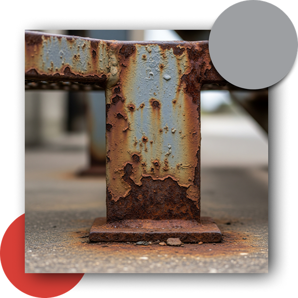 Corroded metal footing