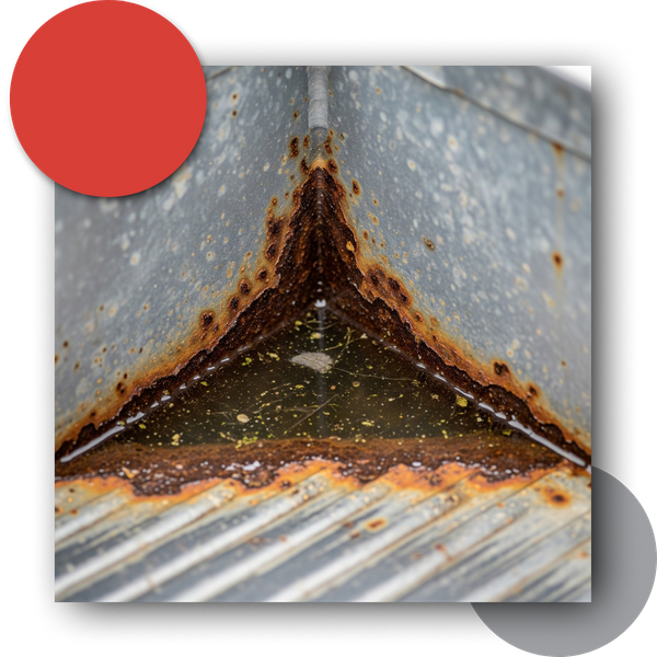 Puddle corroding the corner of metal step
