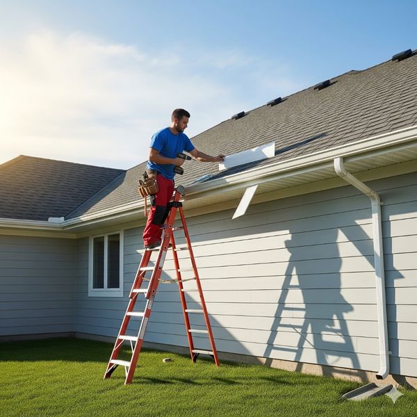 Contractor standing on a ladder