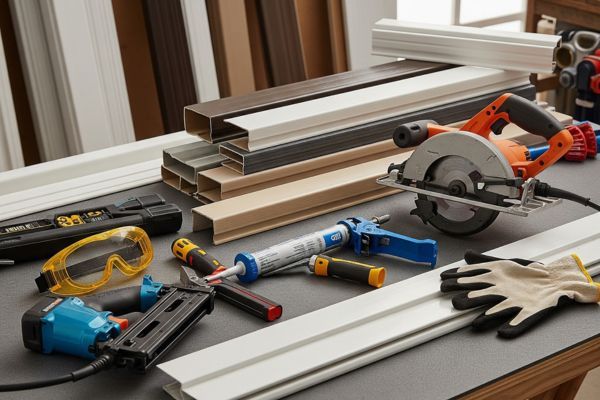 An array of high-quality vinyl soffit panels and professional installation tools ready for a home exterior upgrade.