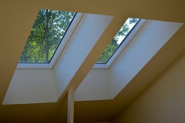 close-up of skylights