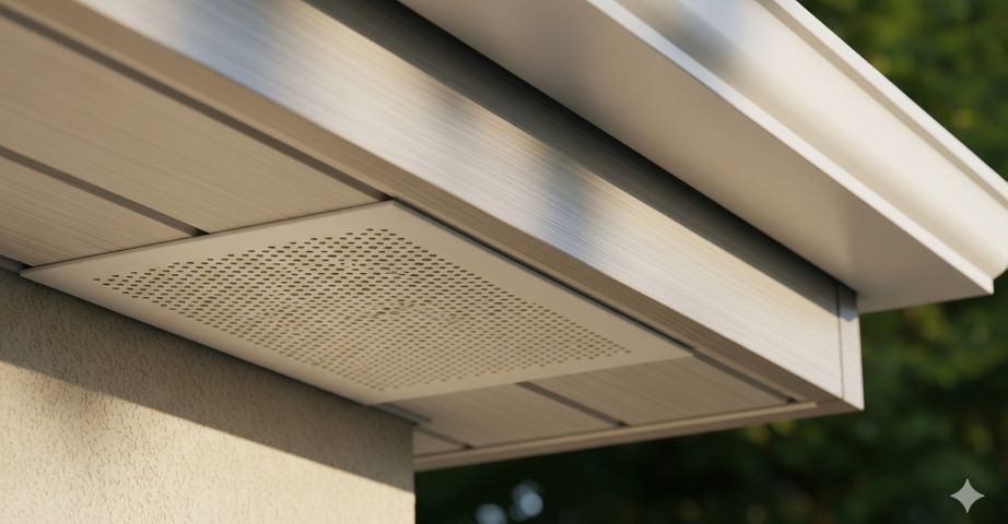 Soffit vent under the lip of a roof