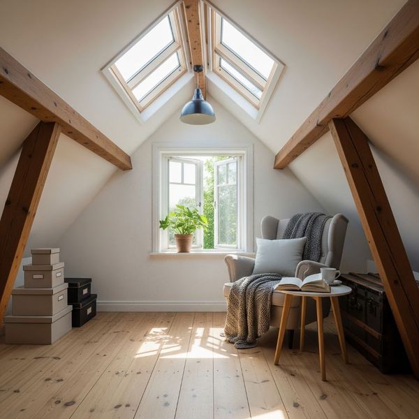 Sunlight streams through the vents of a clean and dry residential attic.
