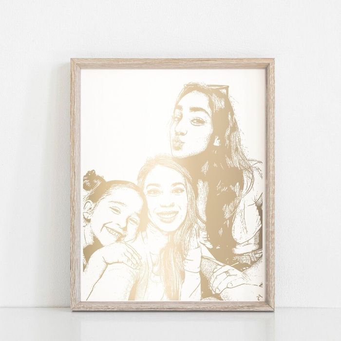 A custom foil print with mother and children