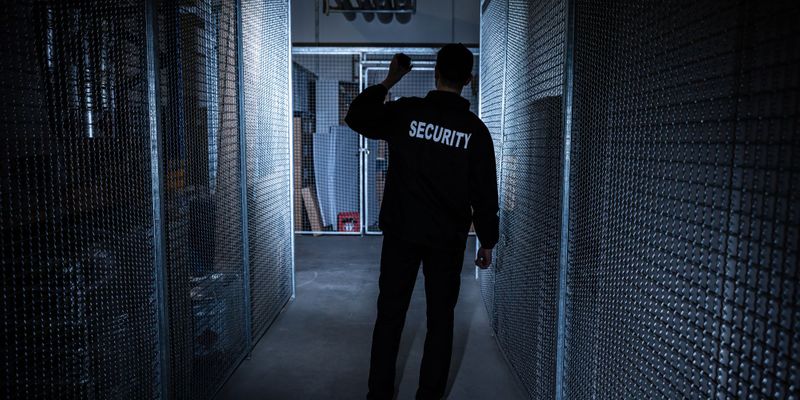 security guard in warehouse