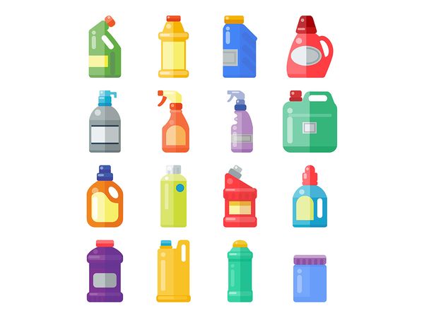 Animated image of a wide range of different cleaning products. 