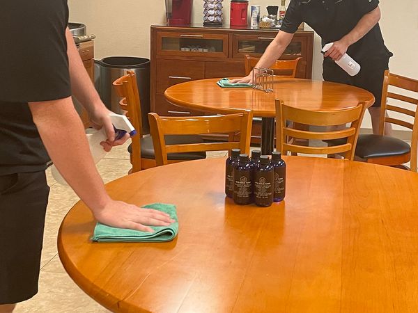 cleaning tables using EcoShield