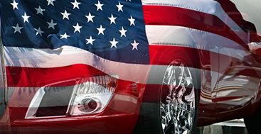 car and American flag